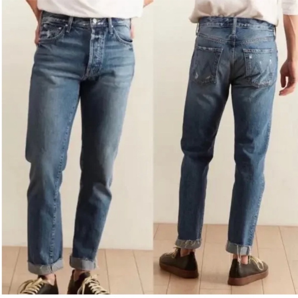 MOTHER Denim Chaser Ankle Cuff Fray Step On It Wash 34